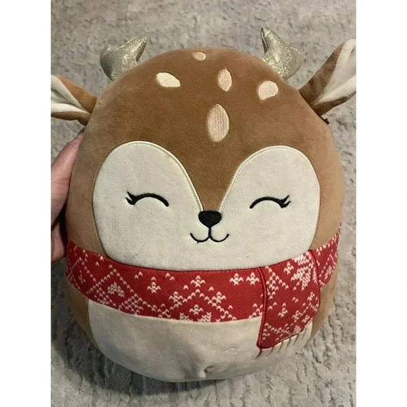Squishmallow 12” Dawn Fawn Deer Plush Scarf Reindeer Christmas Edition Stuffed‎ - Picture 5 of 6